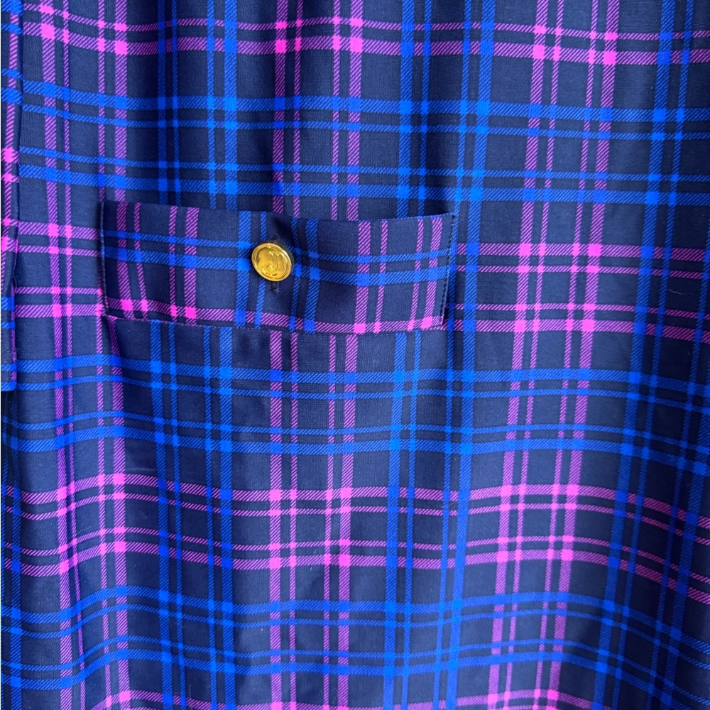 Jude Connally Navy Plaid Dress with Fuchsia Accents - Picture 2 of 3